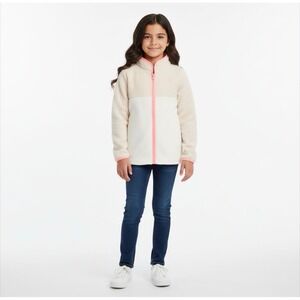 OshKosh B'gosh Kids Fleece Jacket Zip Up Color Block Heart Logo Size 8